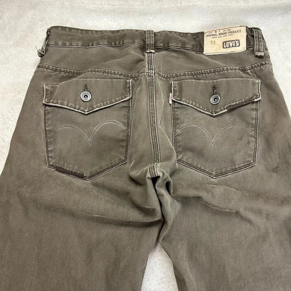 Levi's Tab Twills Straight Leg Jeans Mens 36x34 Brown Cotton Distressed 